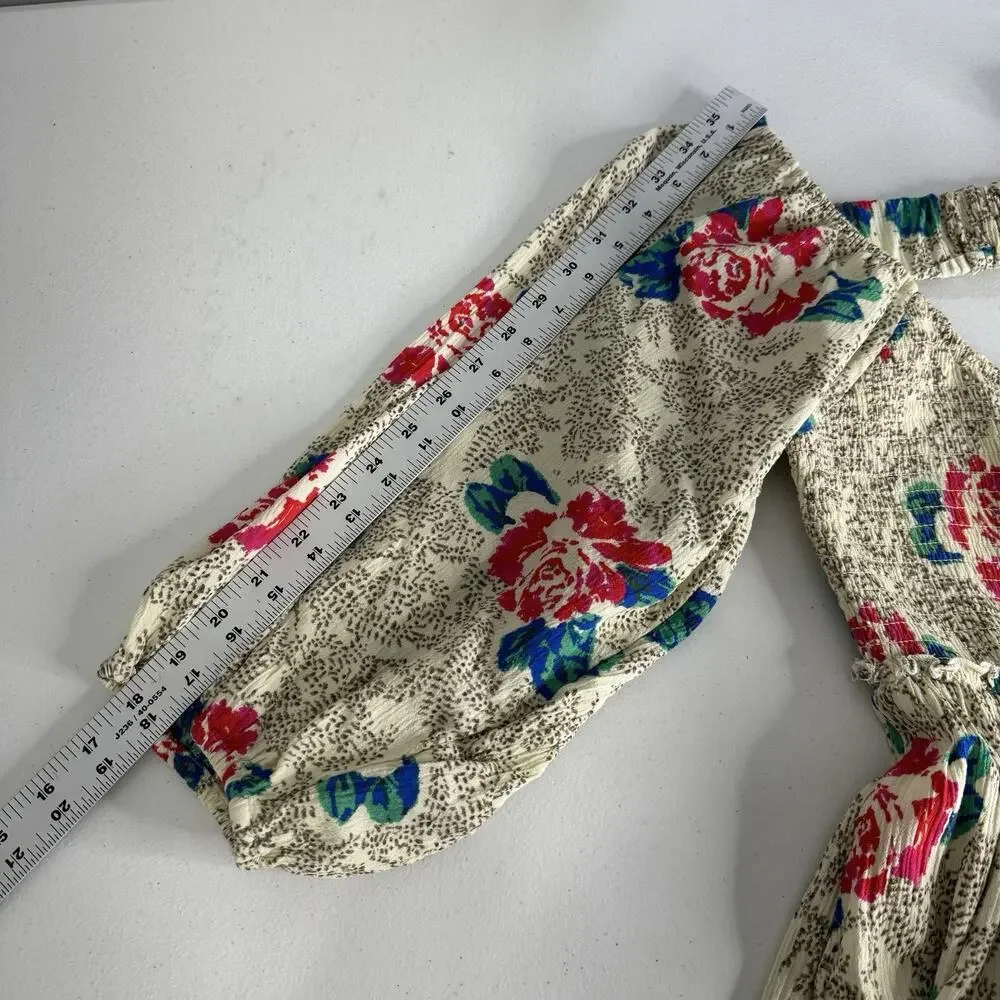 Free People Endless Summer Picnic Mini Dress Womens Large Cream Floral Babydoll - Picture 12 of 15